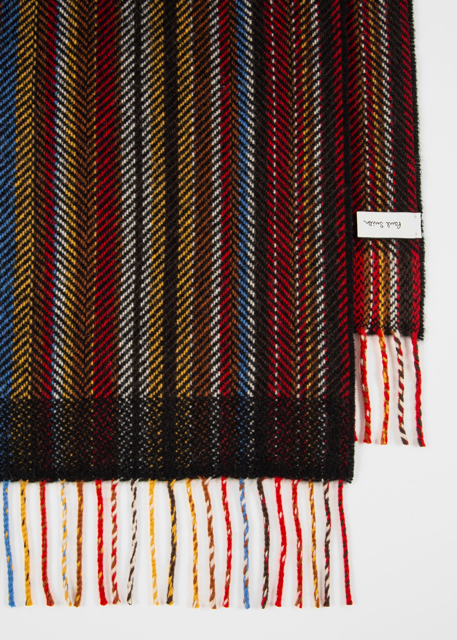 'Signature Stripe' Herringbone Wool-Cashmere Scarf - 4