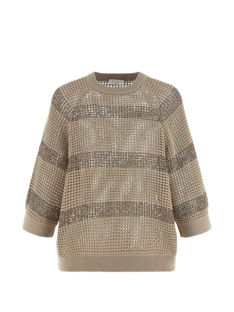 sequin-embellished striped sweater 1