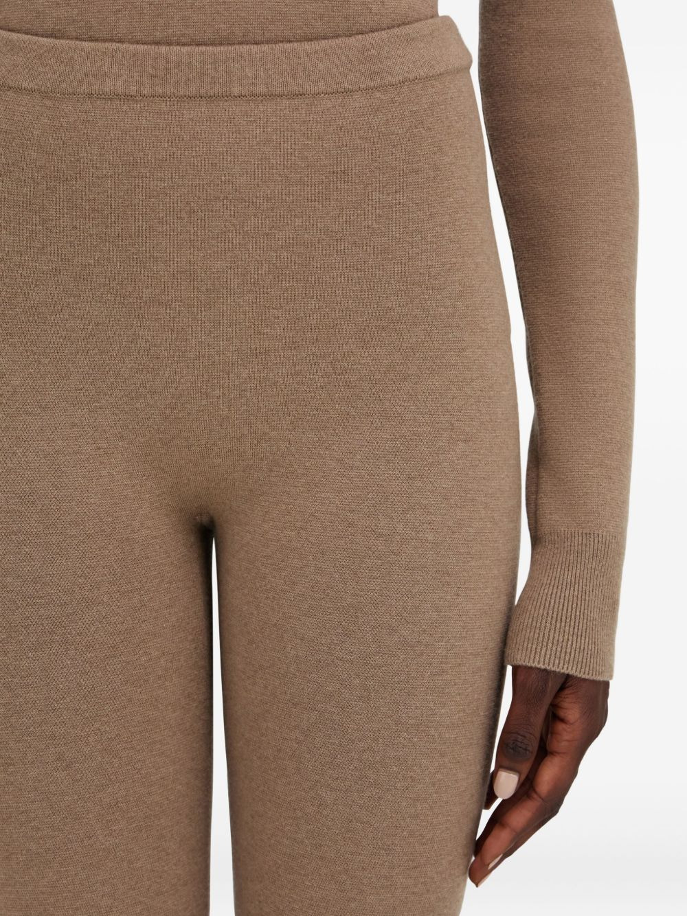 elasticated-waistband virgin-wool leggings - 4