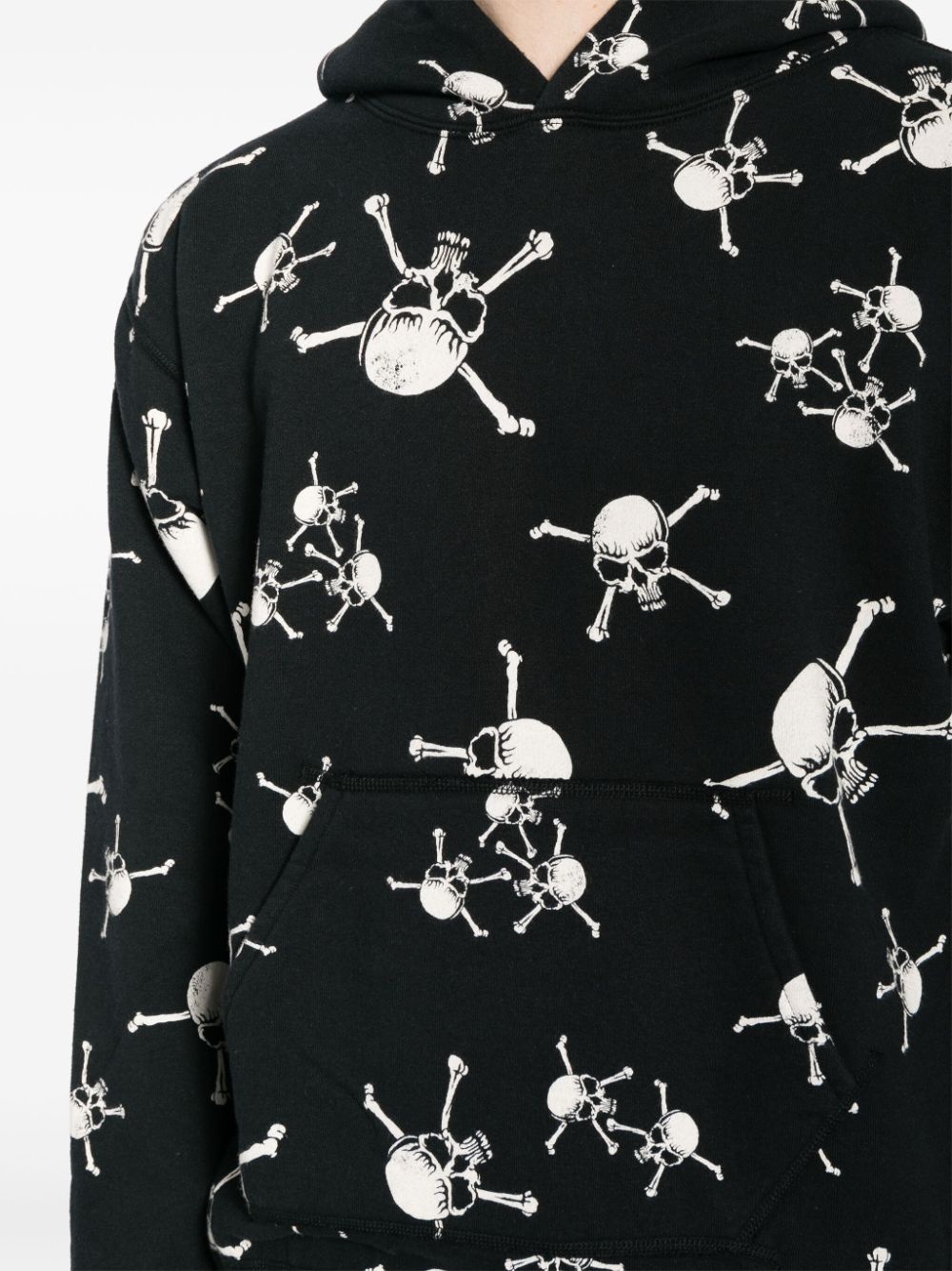 skull-print cotton hoodie - 5