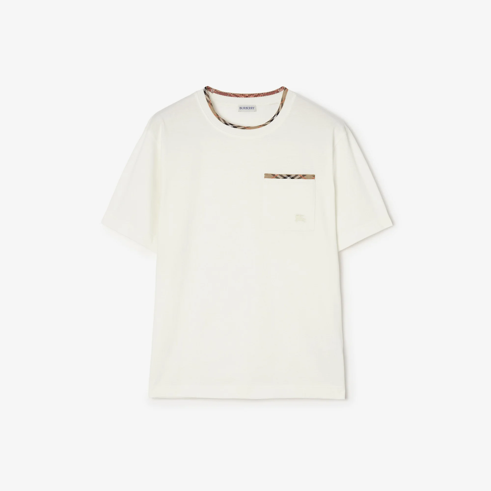 Check Trim Cotton T-shirt - 1