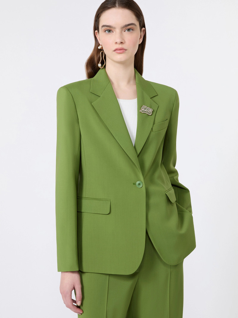 LAMINE Single-breasted stretch wool blazer - GREEN 5