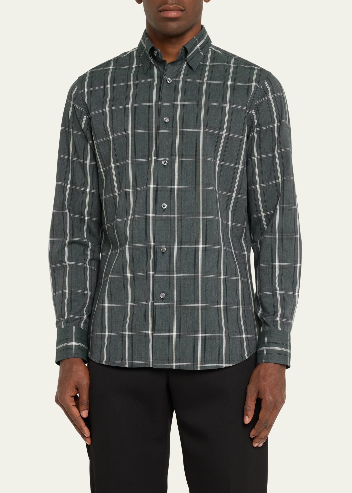 Men's Cotton-Cashmere Check Sport Shirt - 4