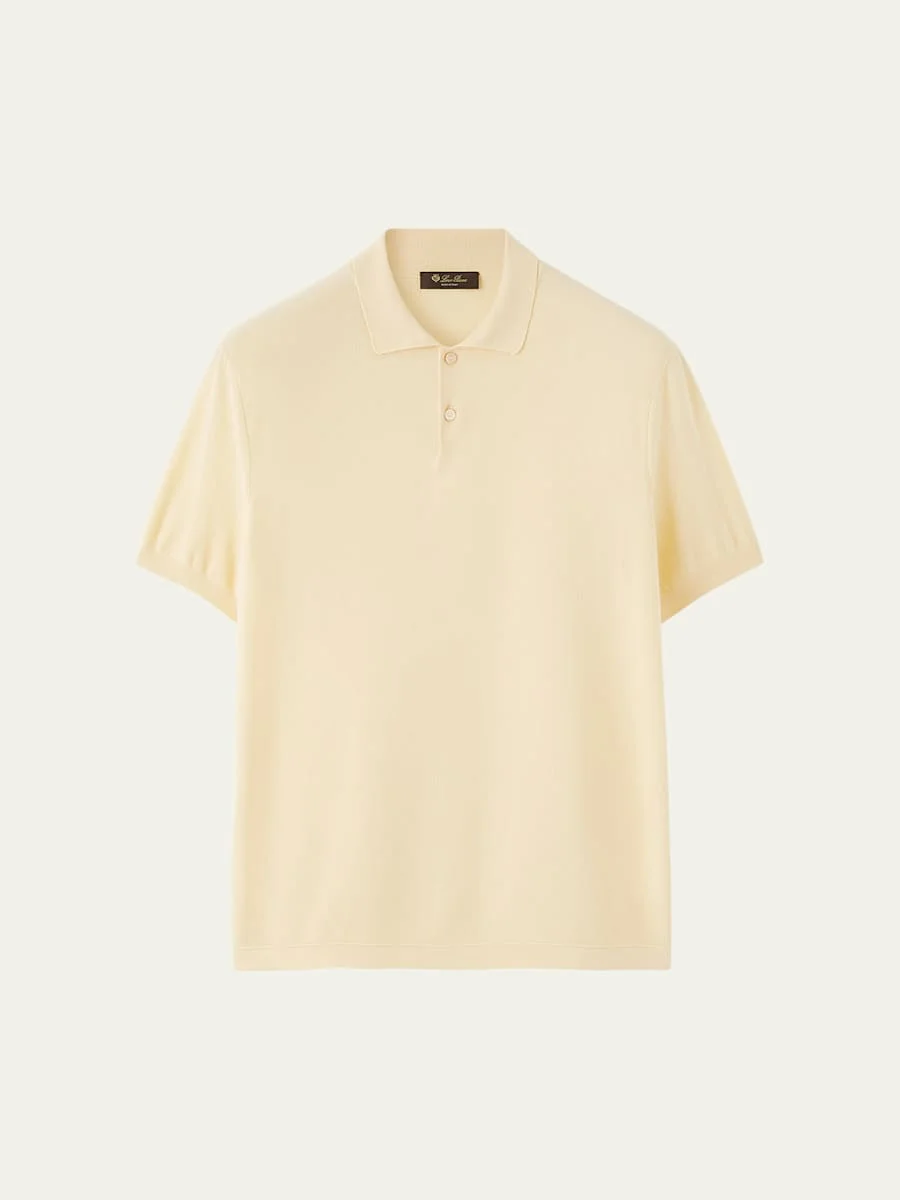 Men's Cotton and Silk Knit Polo Shirt - 1