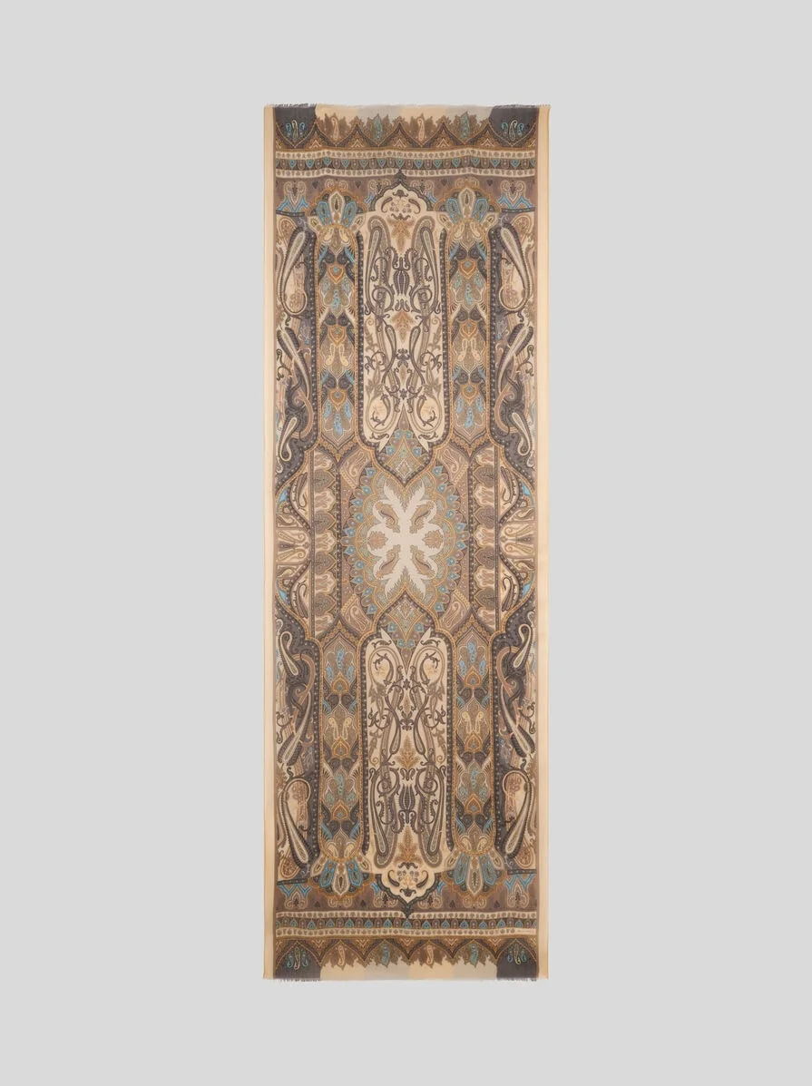 CASHMERE SCARF WITH PAISLEY MOTIF - 1