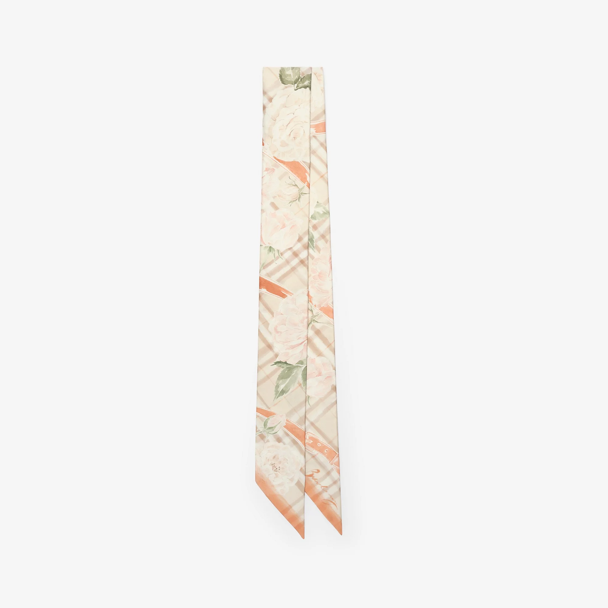 Skinny Rose Check Silk Scarf - 1