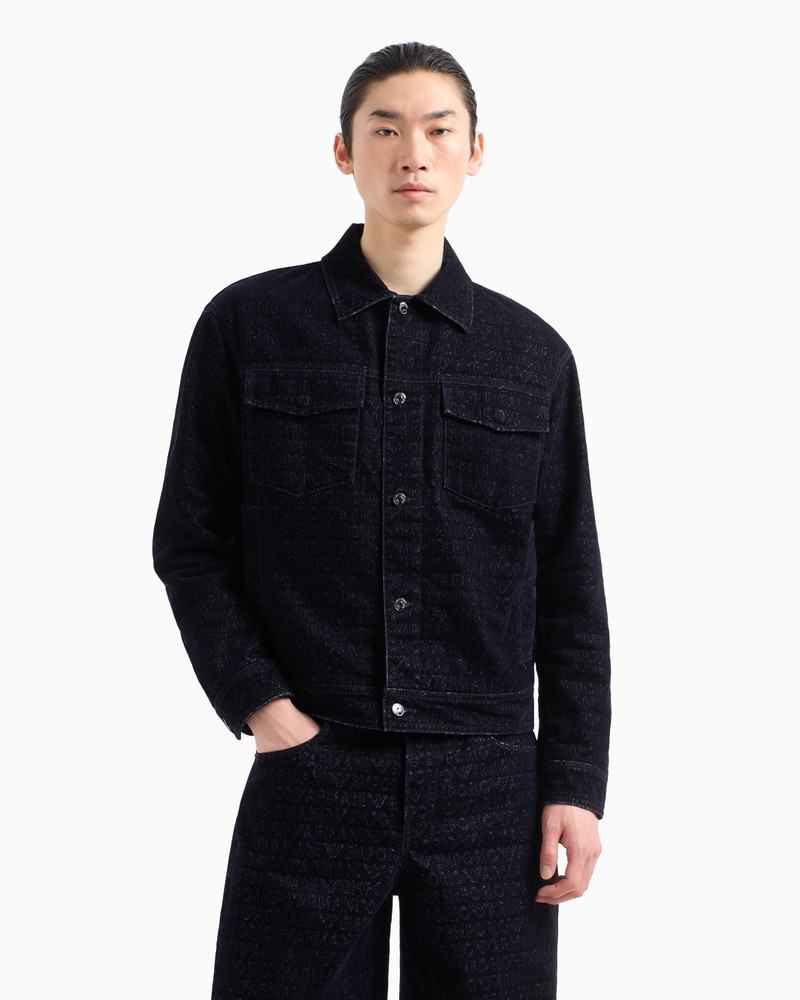 DENIM JACKET WITH ALL-OVER FLOCKED LOGO LETTERING 2