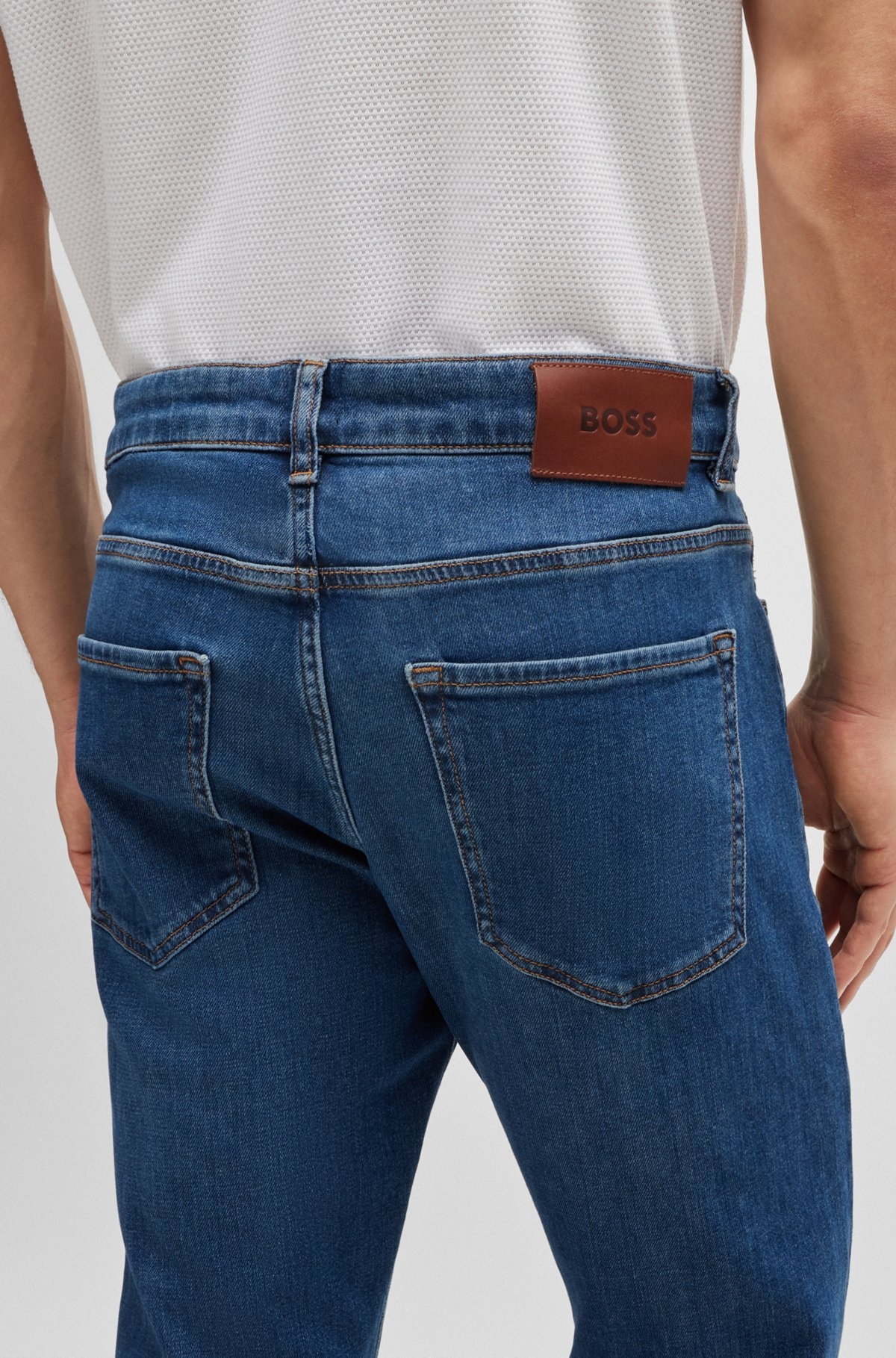 SLIM-FIT JEANS IN BLUE COMFORT-STRETCH DENIM - 5