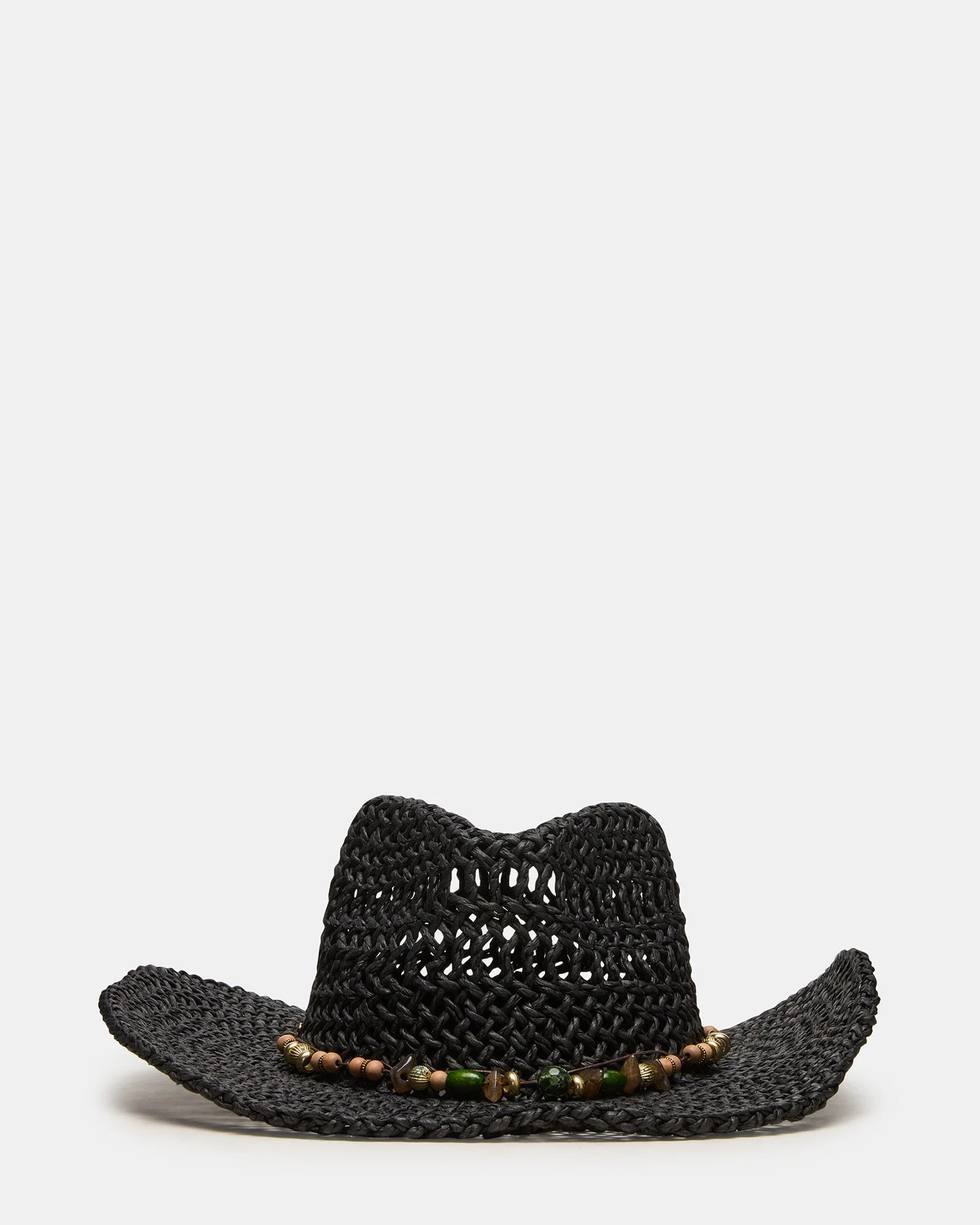 LEI BEADED TRIM WESTERN HAT BLACK - 1