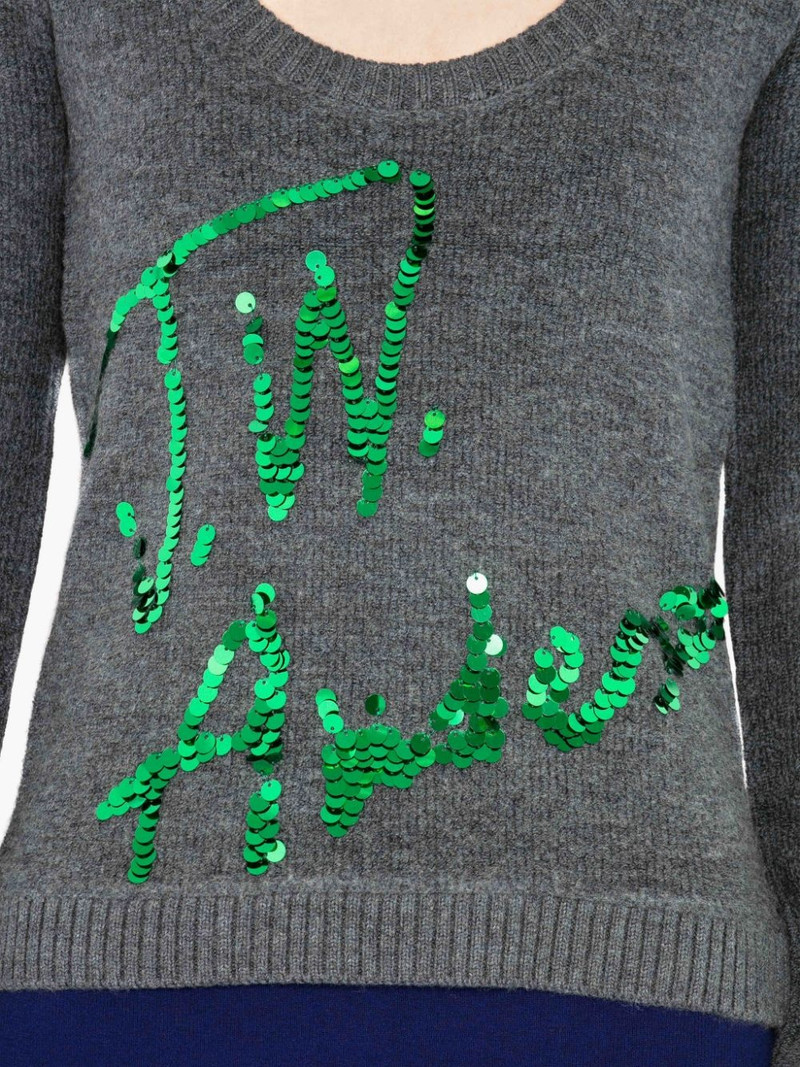 SCOOP NECK SEQUINS LOGO JUMPER 5