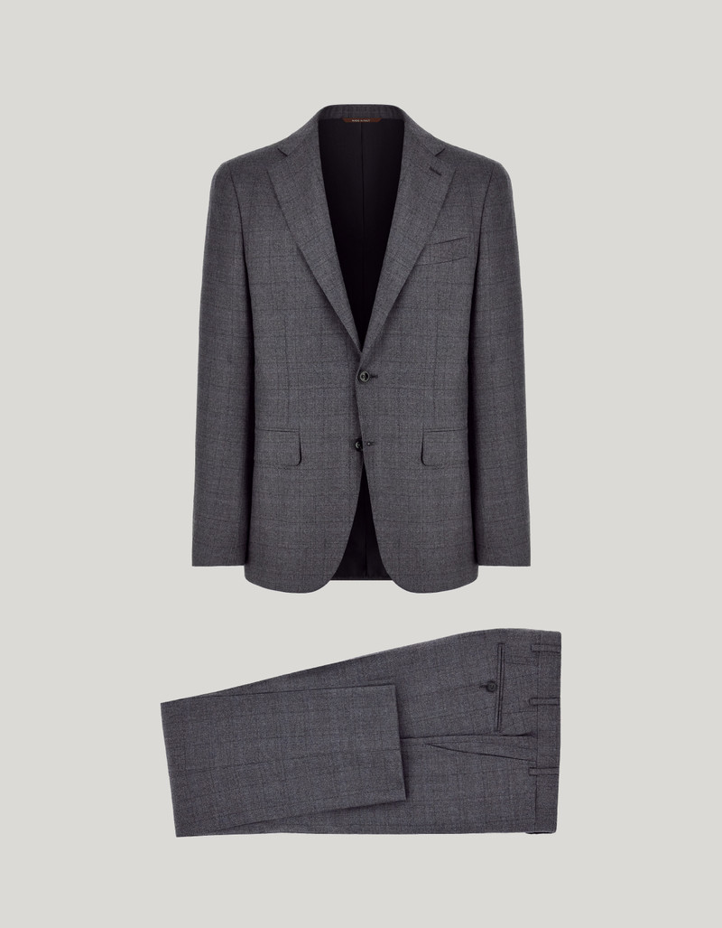 GREY AND BROWN MODERN FIT SUIT IN PURE 150'S WOOL 1