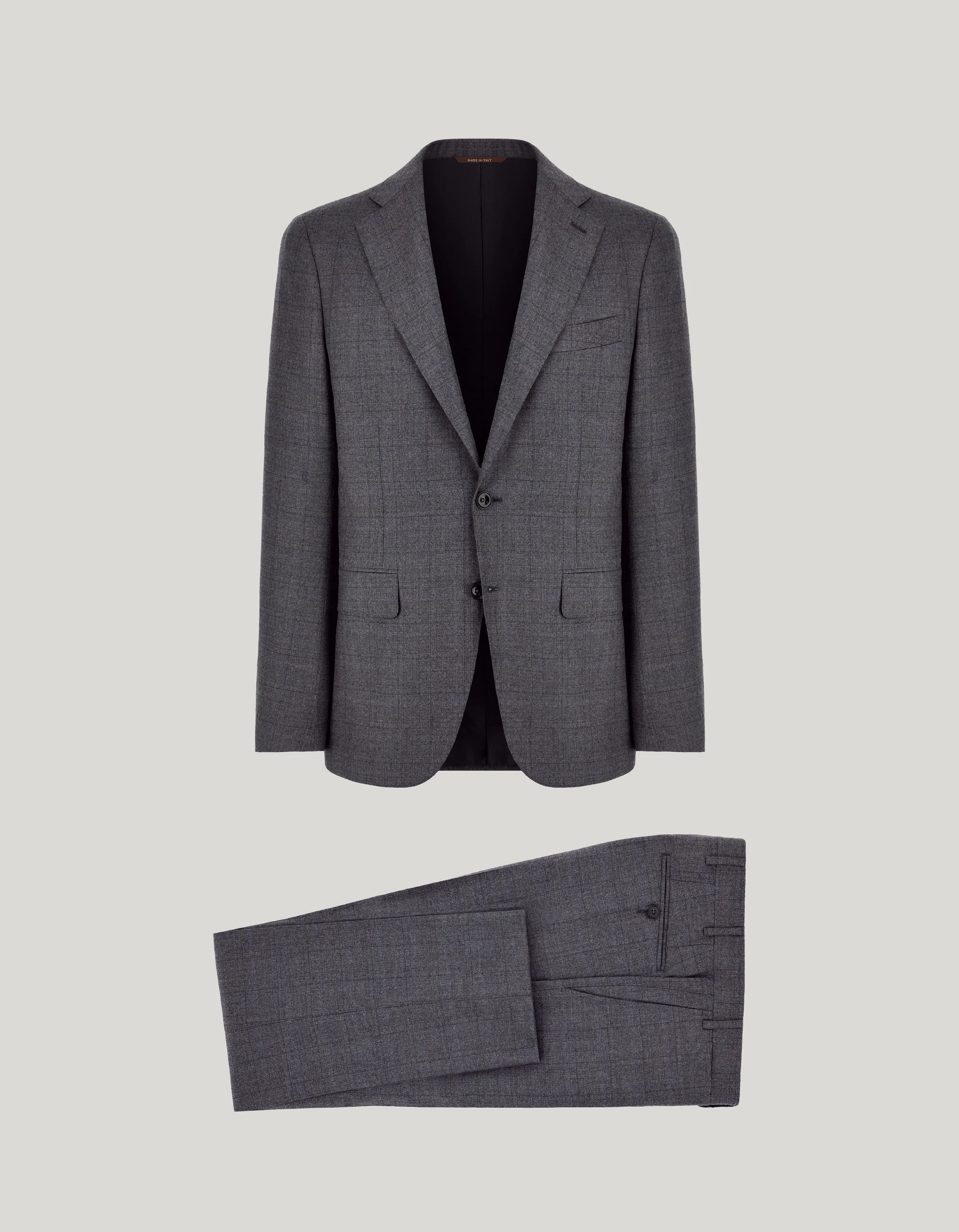GREY AND BROWN MODERN FIT SUIT IN PURE 150'S WOOL - 1