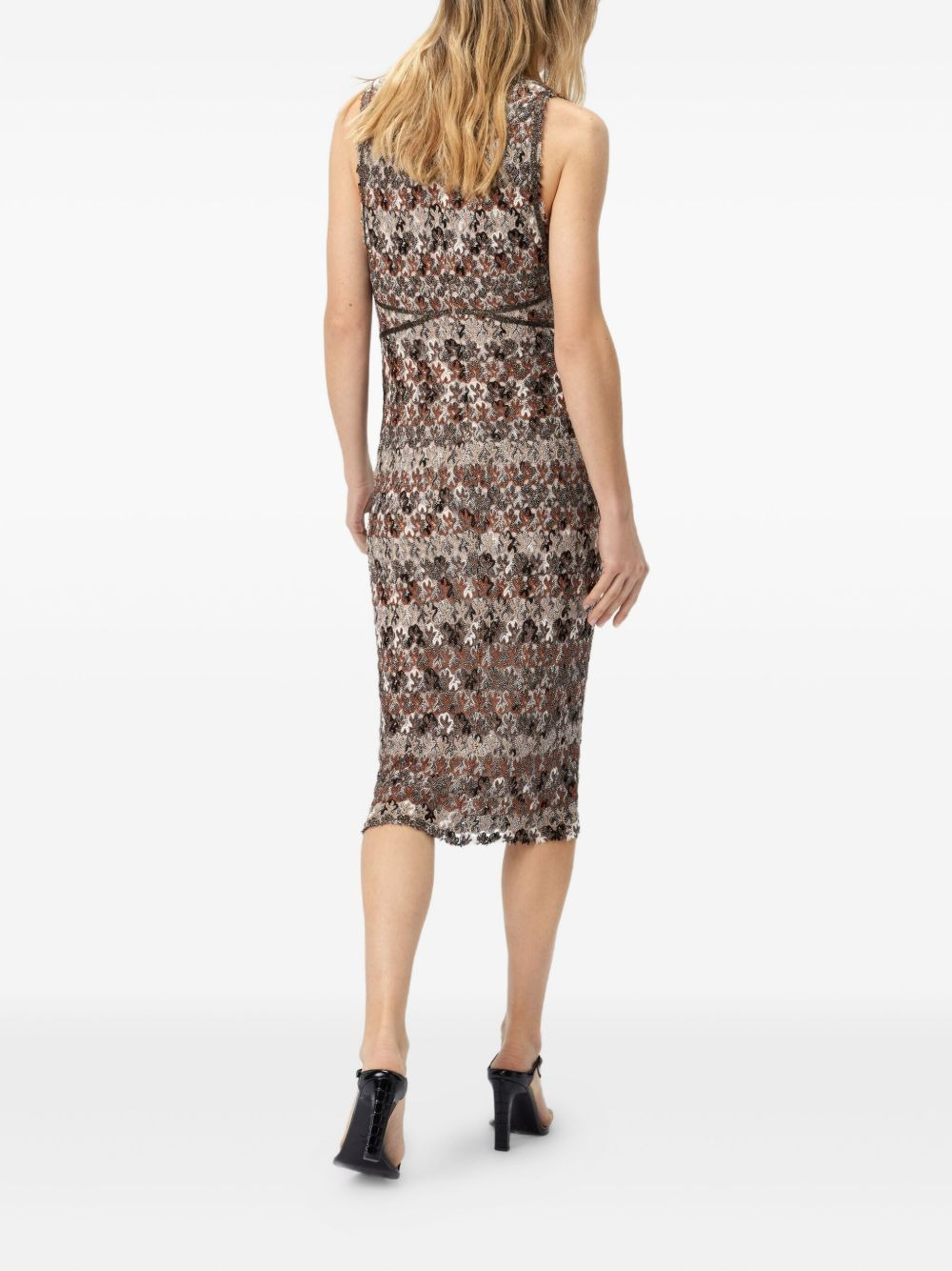 floral V-neck midi dress - 3