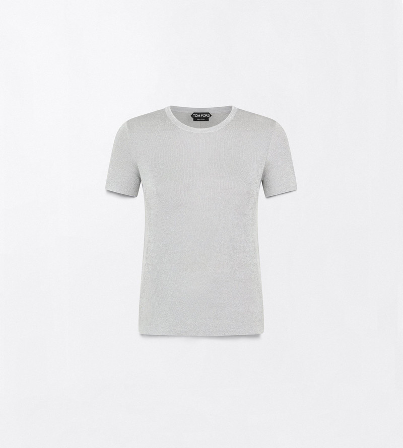 METALLIC KNIT BOXY MICRO T-SHIRT 1