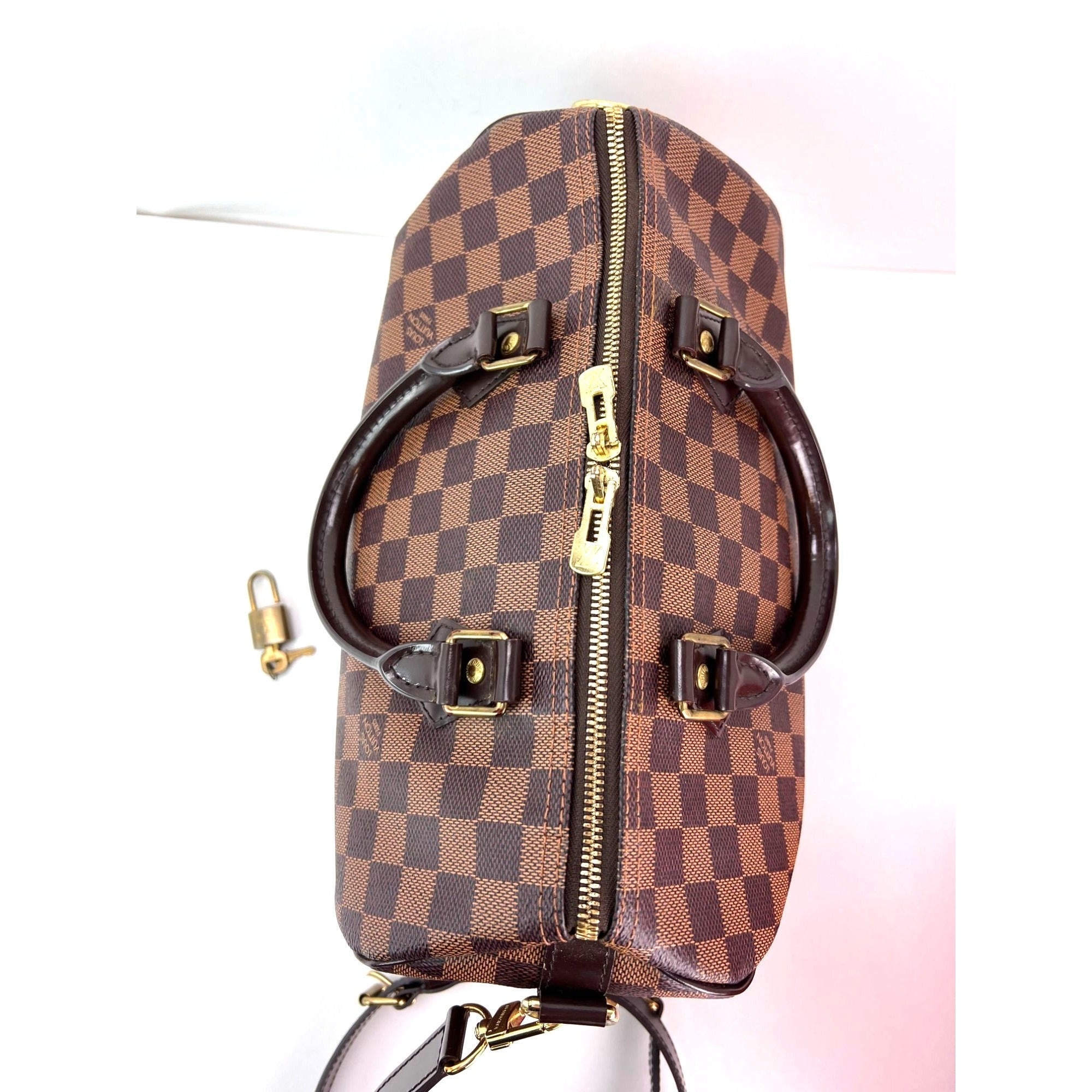LOUIS VUITTON Speedy 30 Bandouliere Damier Ebene Satchel Hand Bag - 11