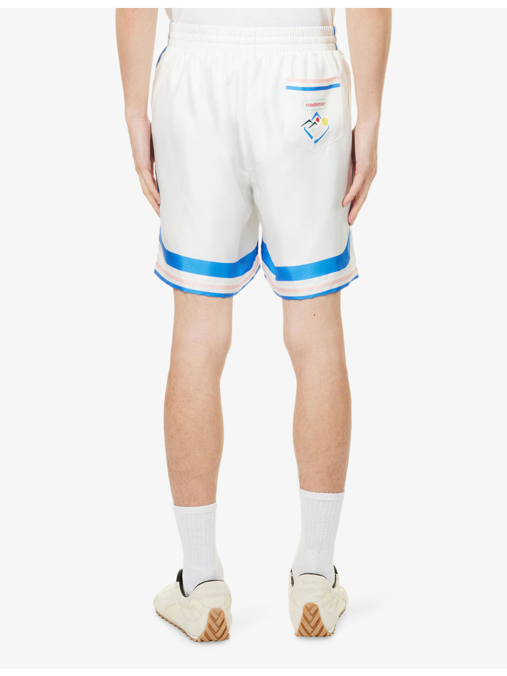 Graphic-Print Drawstring Silk Shorts - 4