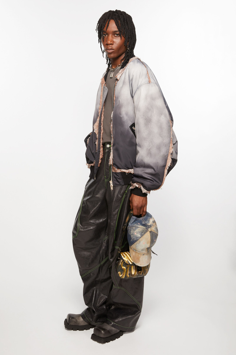 Leather embroidered trousers - Anthracite grey 4