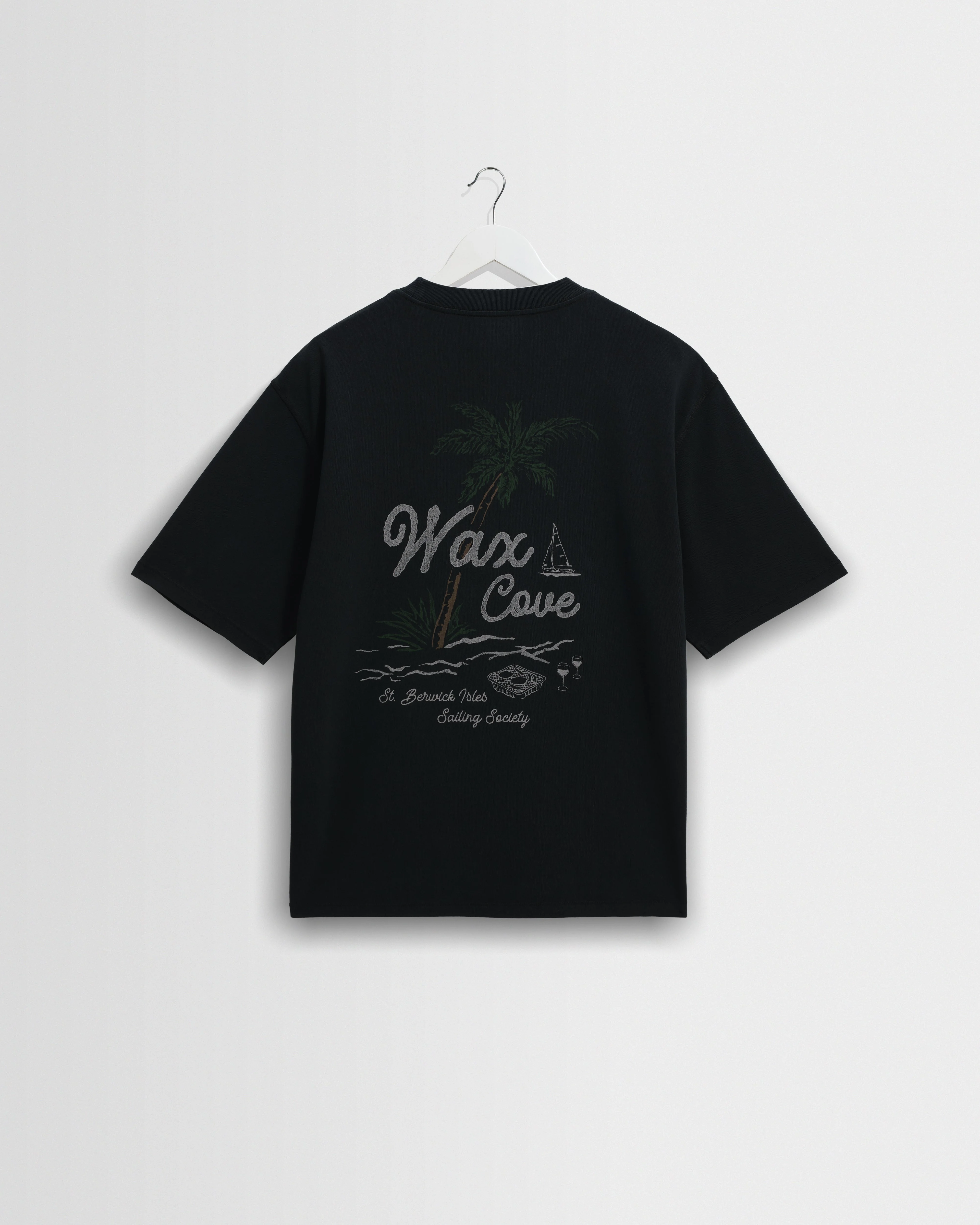 Milton - Washed Black Organic Cotton Cove Graphic T-Shirt - 1