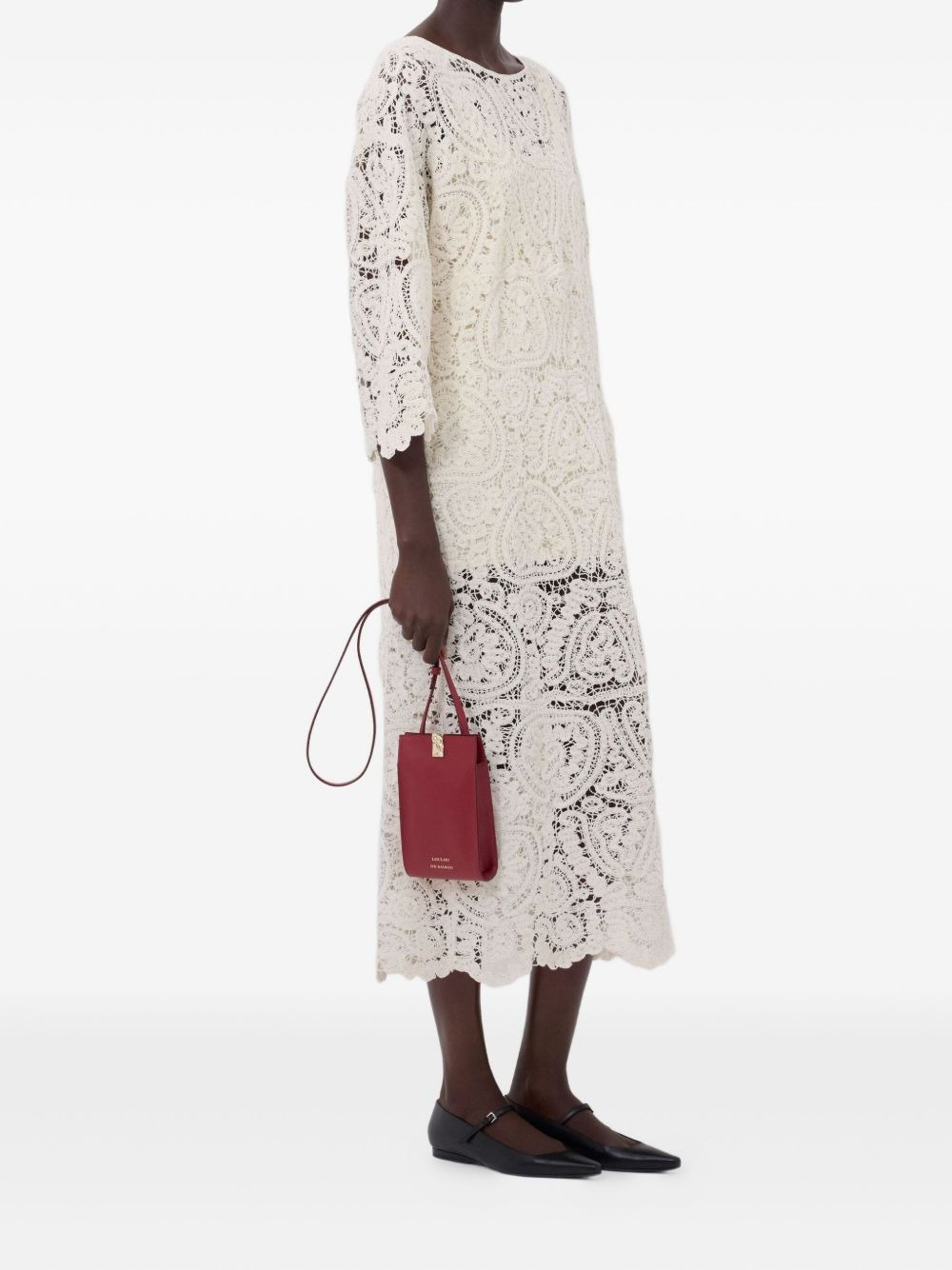 Ciko crochet-pattern three-quarter-sleeve maxi dress - 3