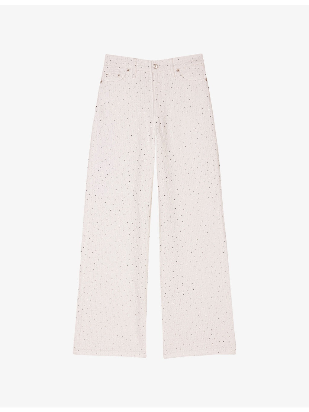 Rhinestone-Embellished Flared-Leg High-Rise Stretch-Denim Jeans - 1