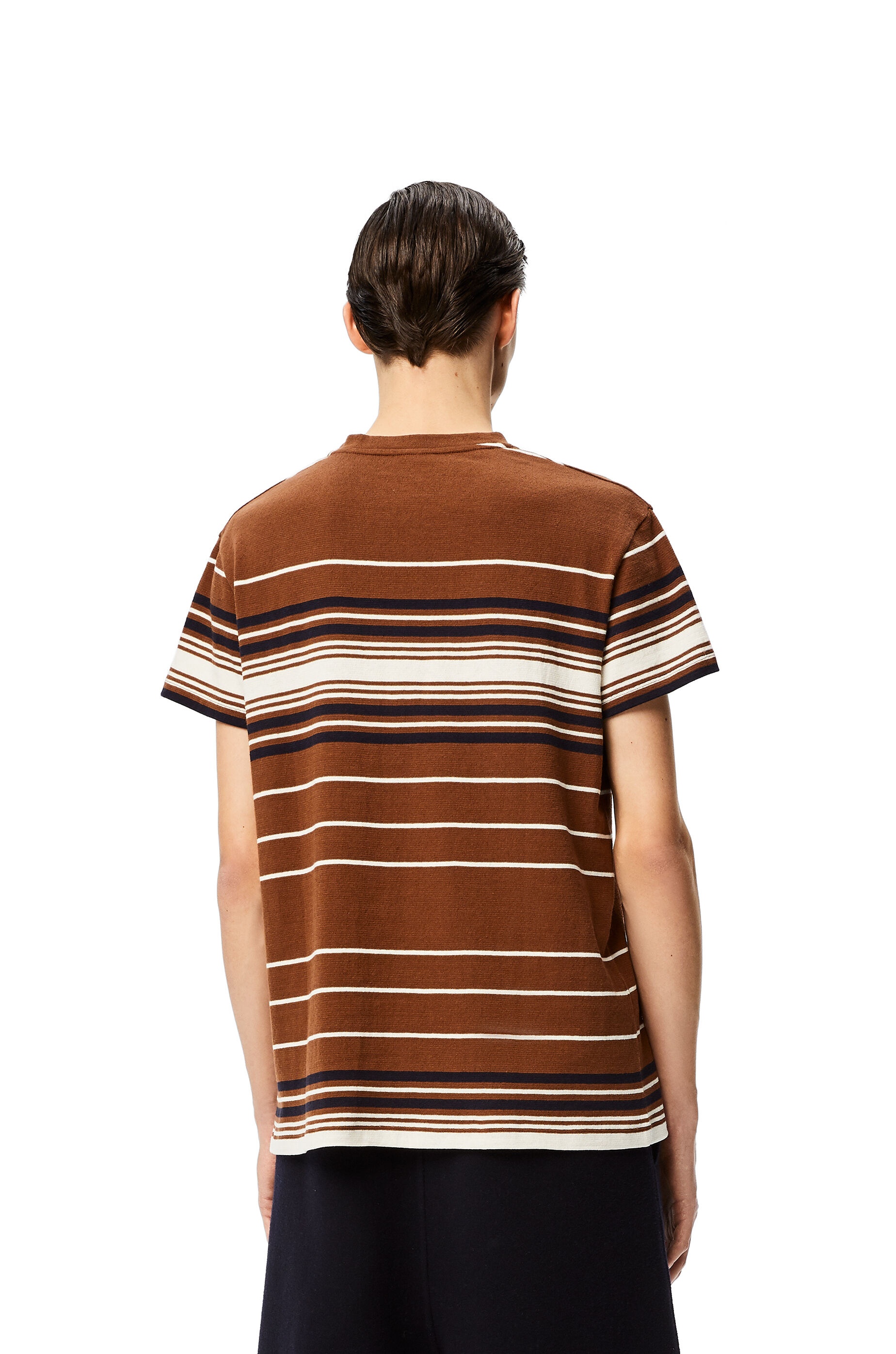 Anagram embroidered T-shirt in striped cotton - 4