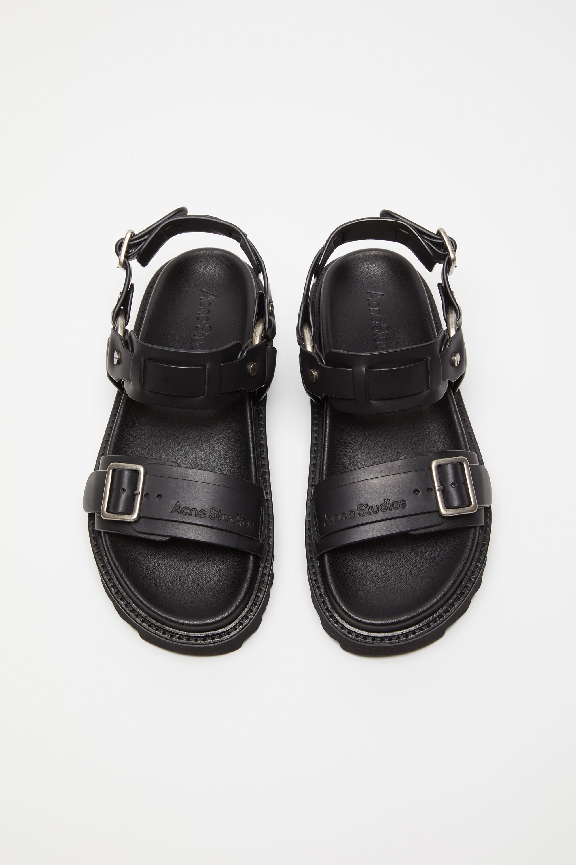 Leather buckle sandal - Black - 2