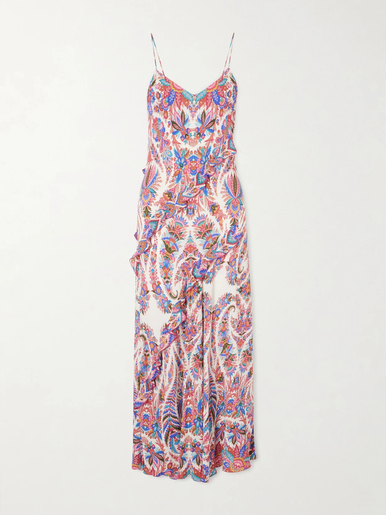 Ruffled Paisley-print Chiffon Maxi Dress - 1