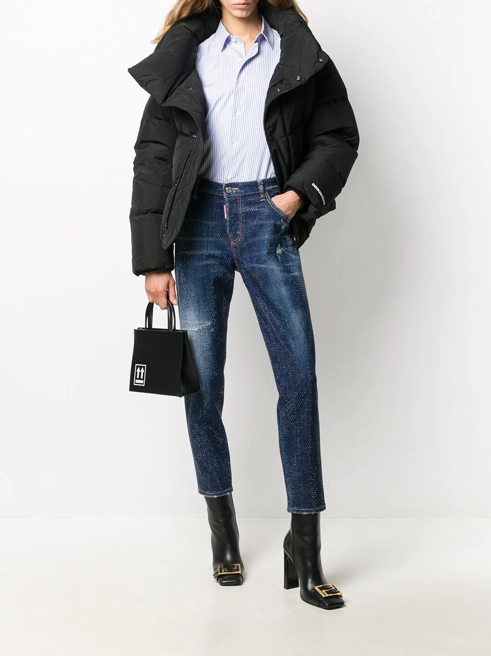 studded cropped skinny-fit jeans - 2