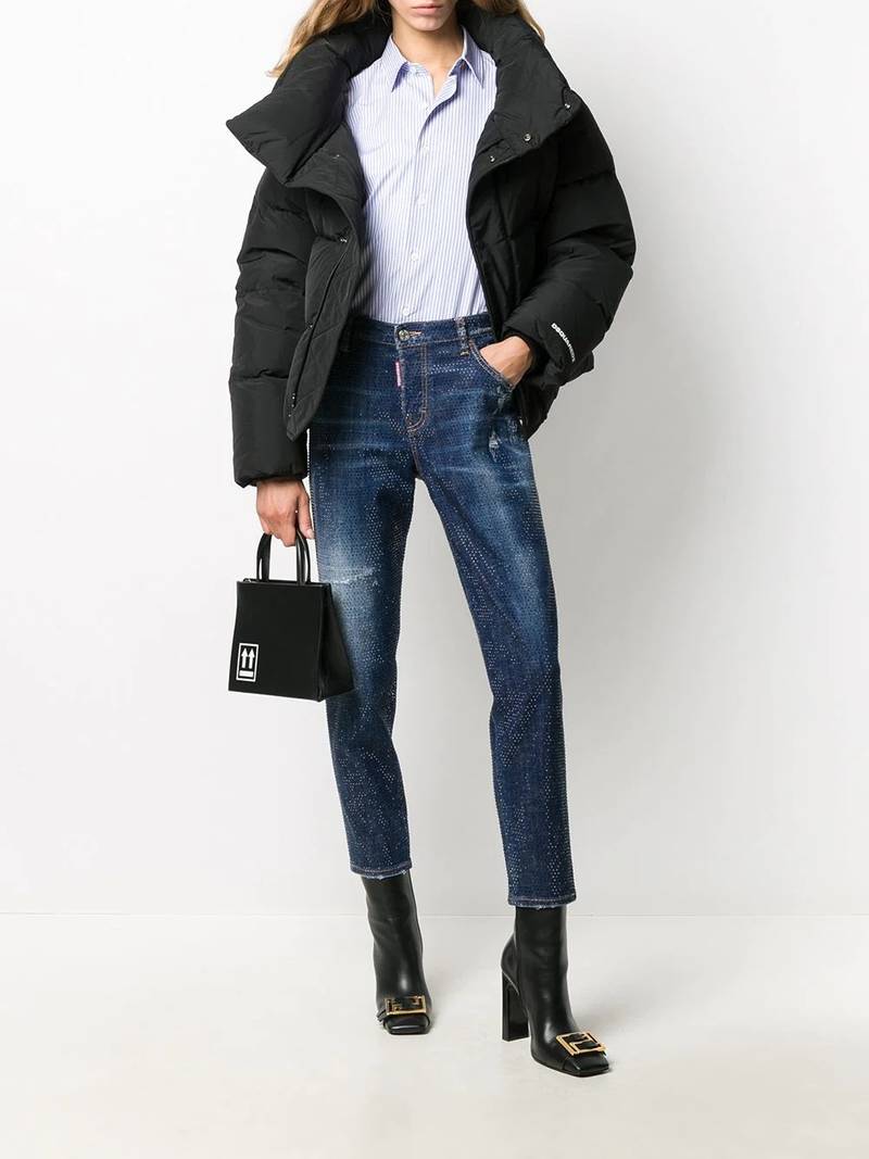 DSQUARED2 studded cropped skinny-fit jeans outlook