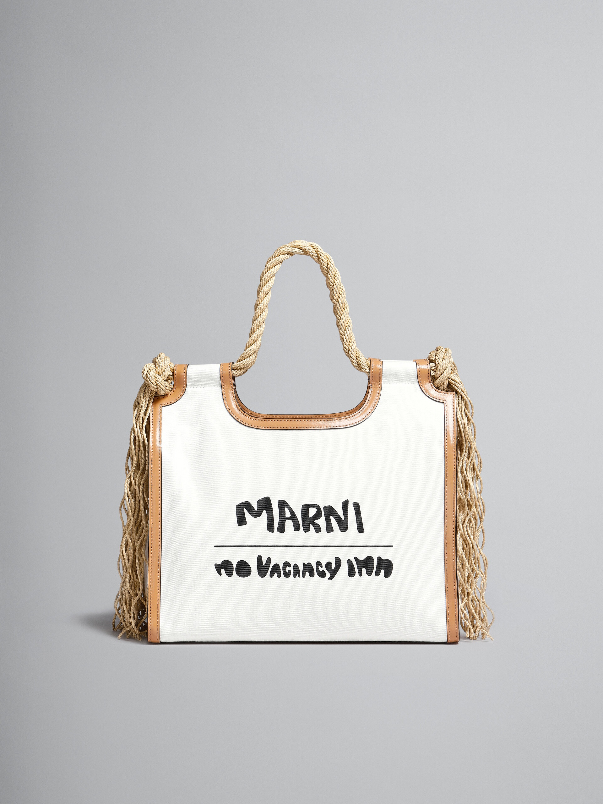 Marni MARNI X NO VACANCY INN - MARCEL TOTE BAG IN WHITE CANVAS