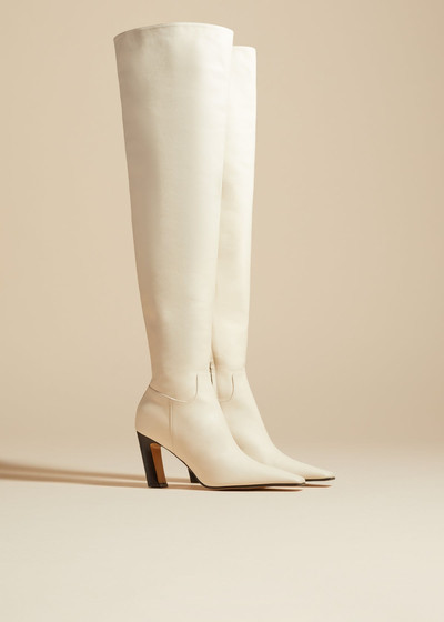 KHAITE The Marfa Over-the-Knee High Boot in Off-White Leather outlook