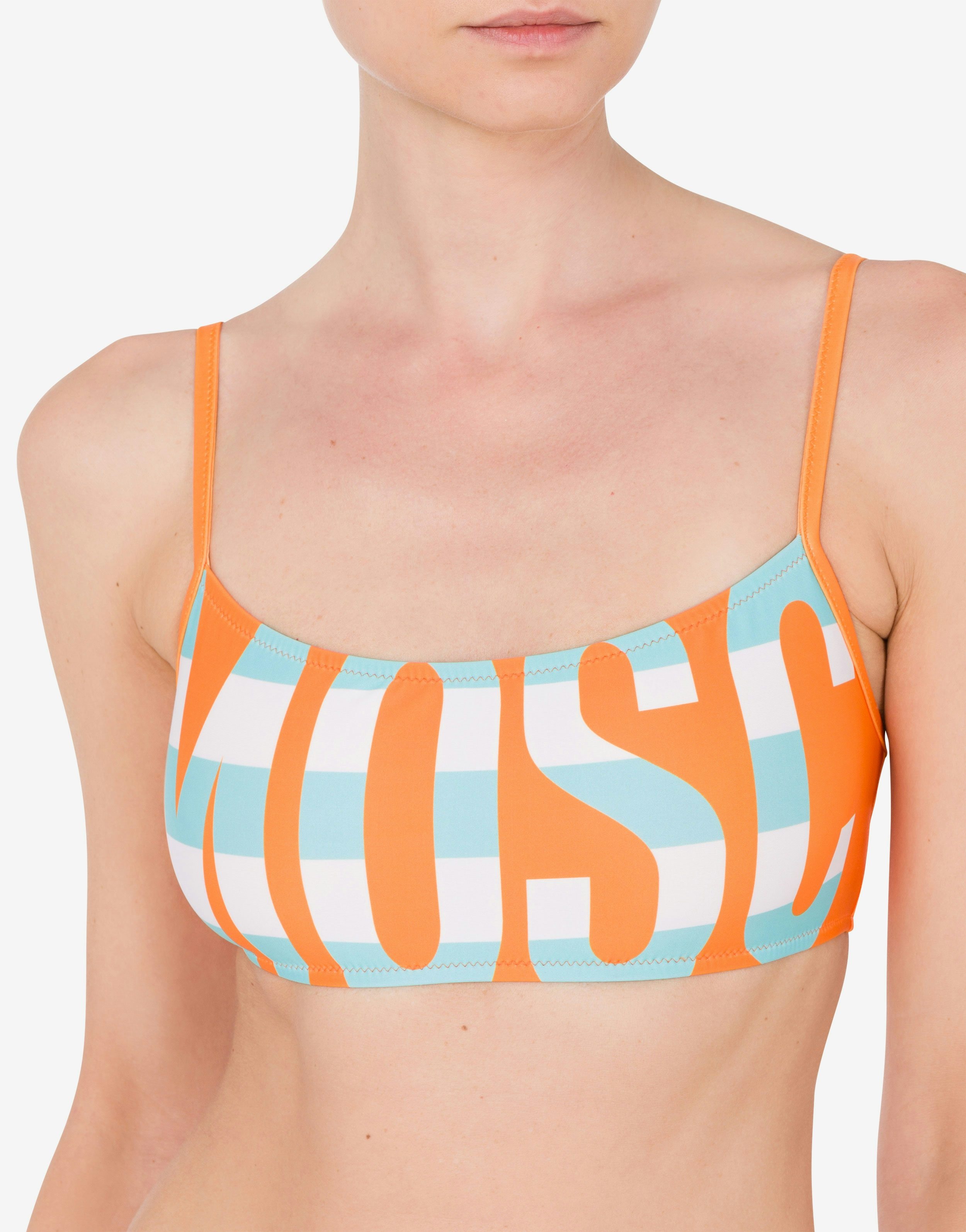 STRIPED LETTERING LOGO BANDEAU BIKINI TOP - 4