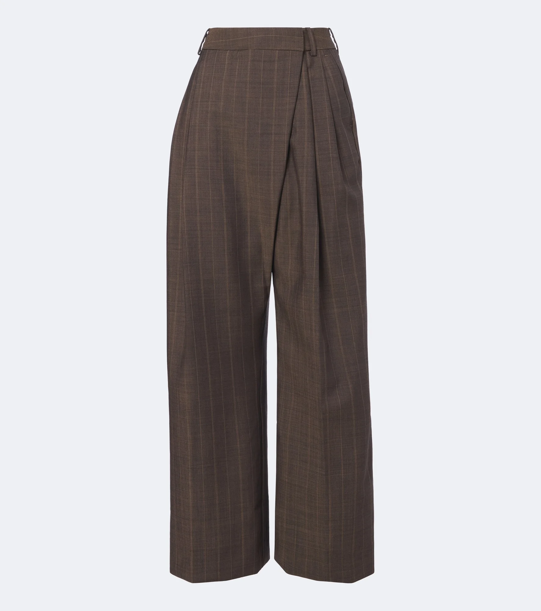Striped pleated wool wide-leg pants - 1
