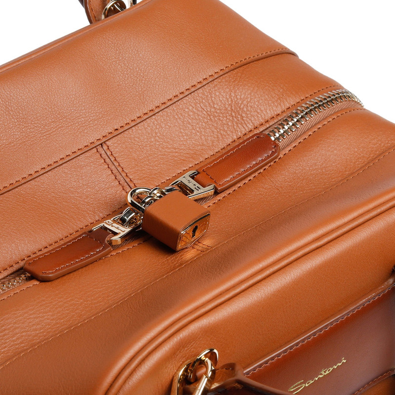 Brown leather handbag 6