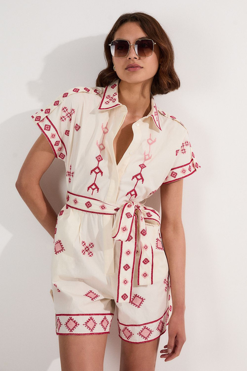 Cotton Embroidered Woven Playsuit 1