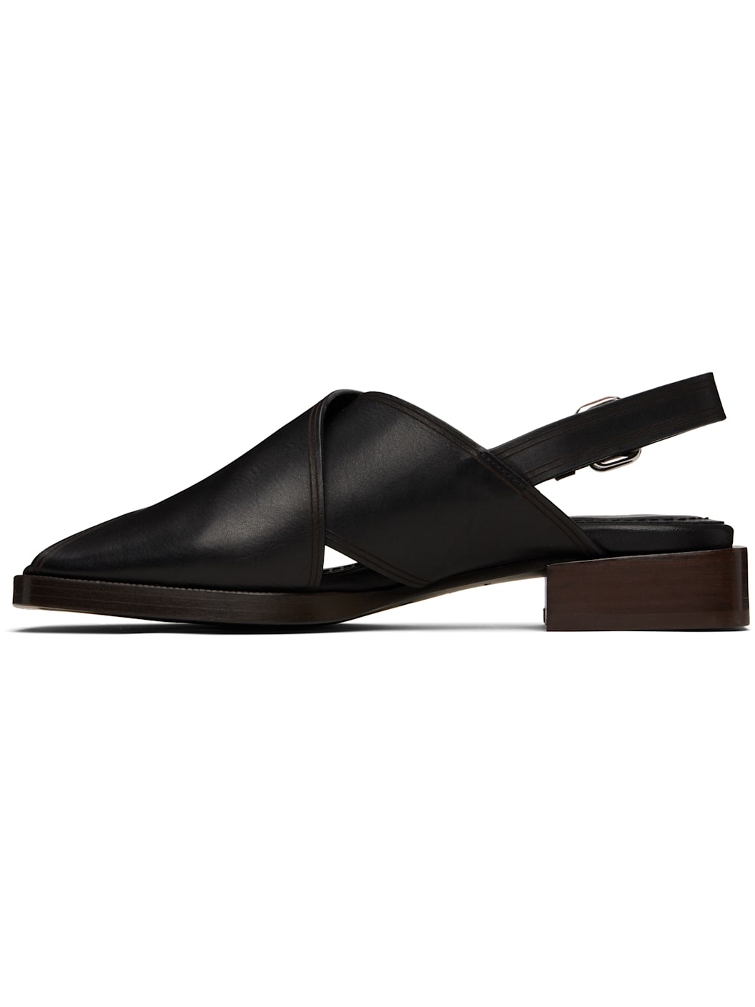 Black Cross Flat Sandals - 3