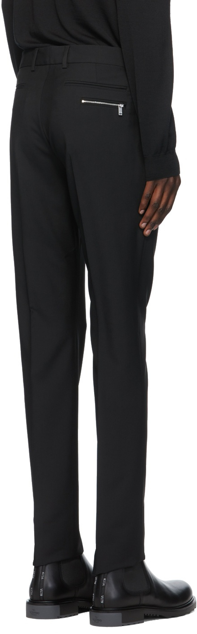 Black Wool & Mohair Zip Trousers 3