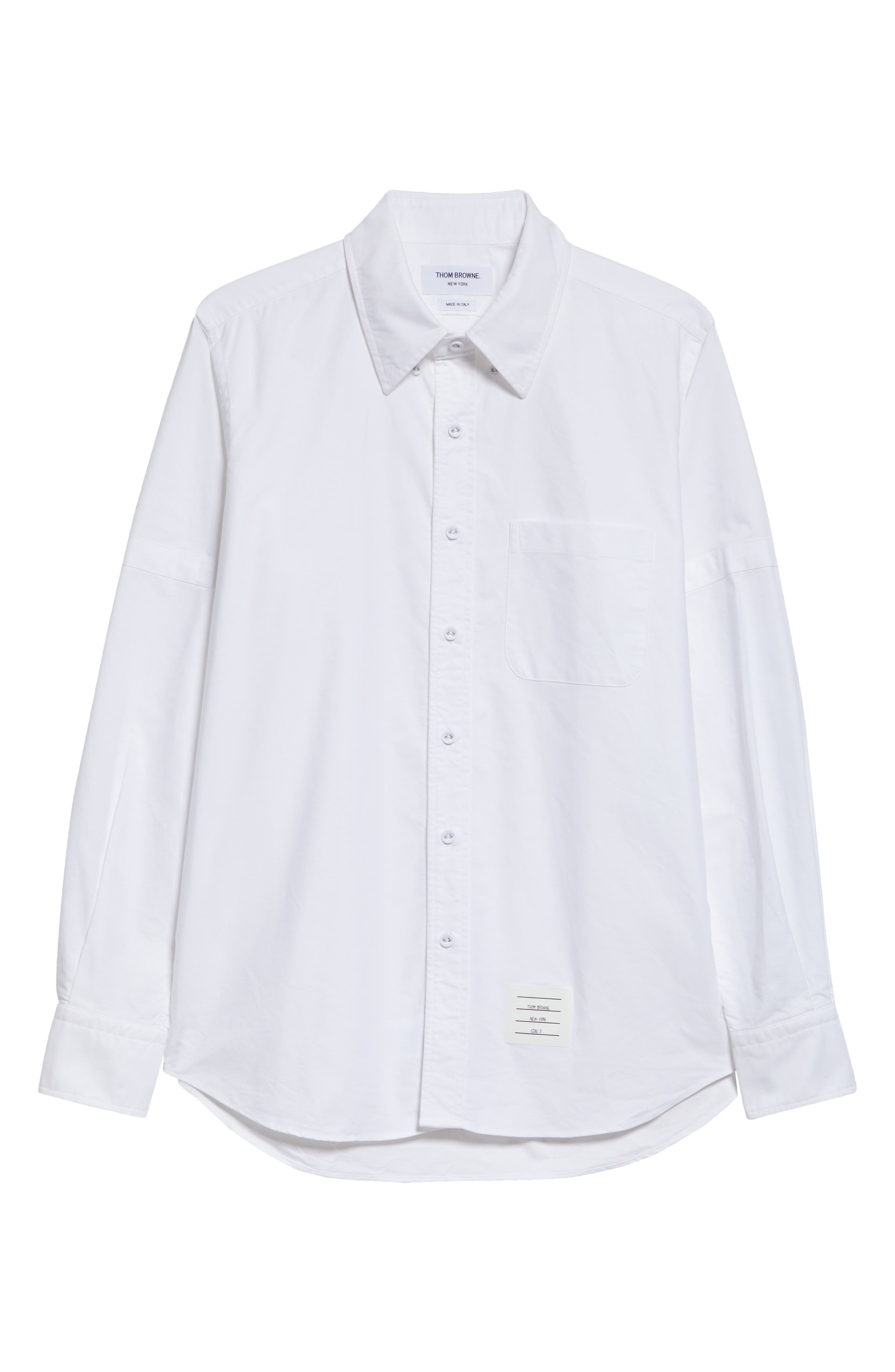 Thom Browne Straight Fit Cotton Oxford Button-Down Shirt in White at Nordstrom - 5