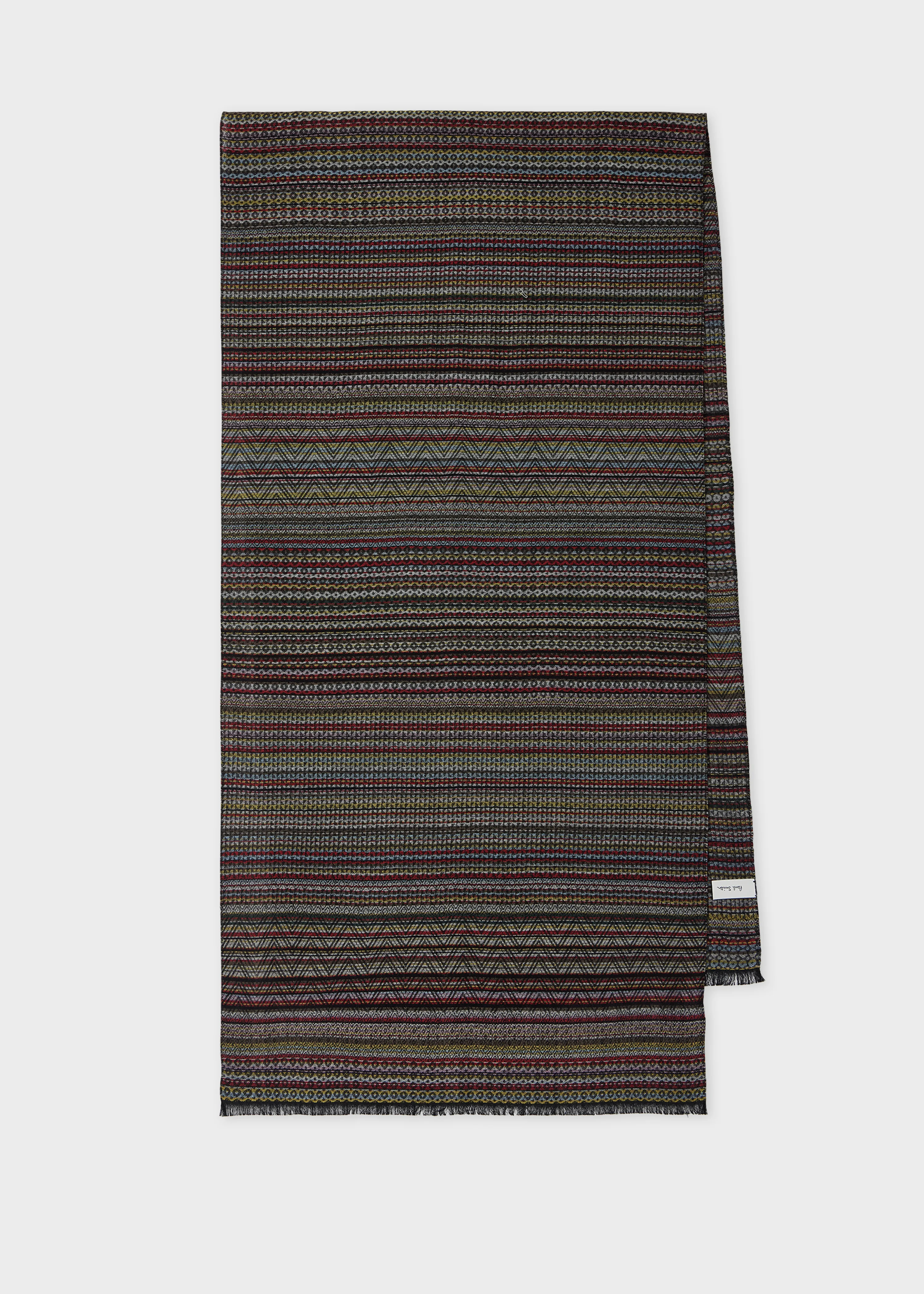 'Signature Stripe' Geo Wool-Silk Scarf - 1