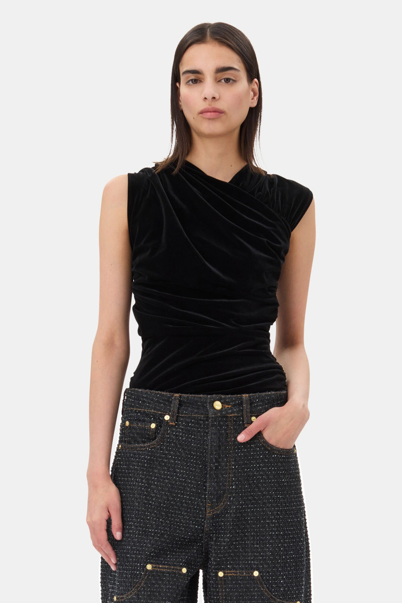 BLACK VELVET RUCHED TOP 1