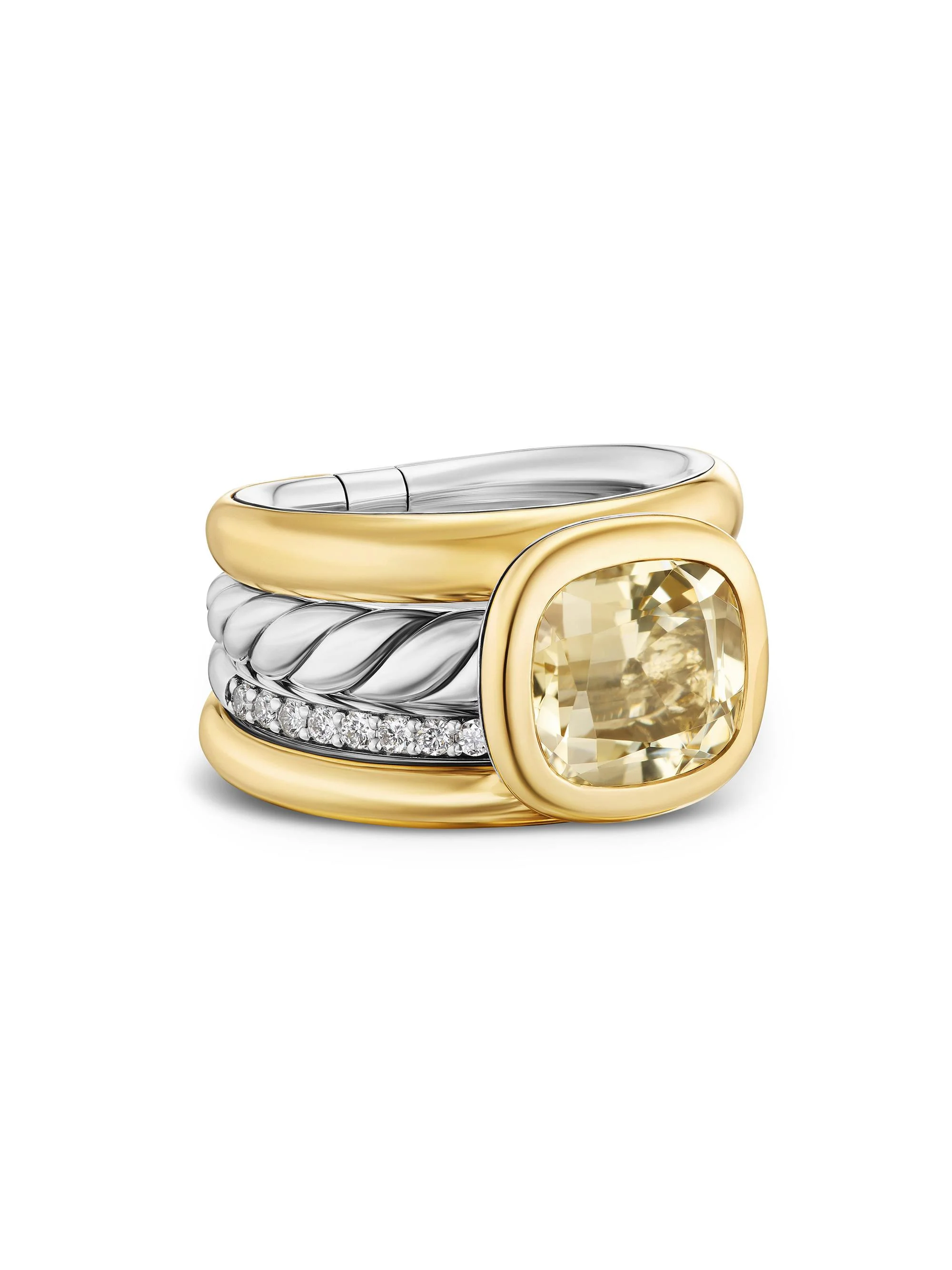 Women's DY Mercer Four Row Stone Ring in Sterling Silver - Champagne Citrine - 1