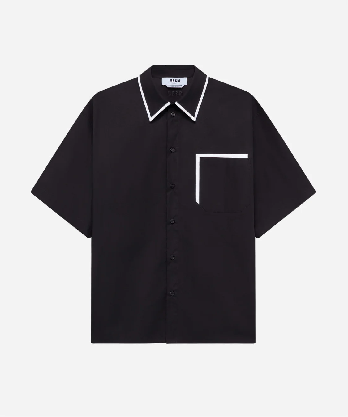 Poplin shirt with contrast piping - 1