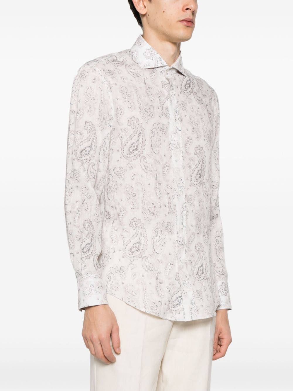 paisley-print linen shirt - 3