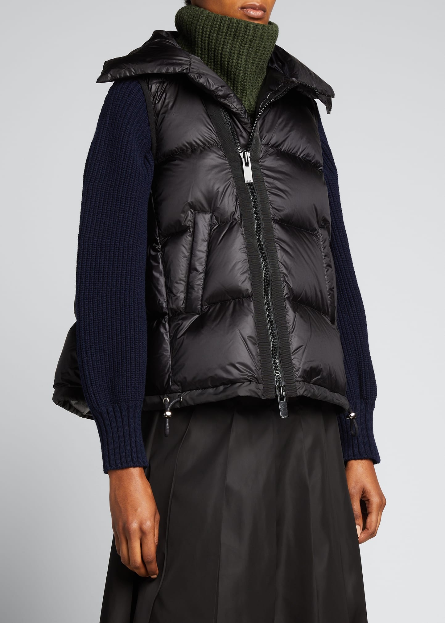 Asymmetric Zipper Puffer Vest - 3