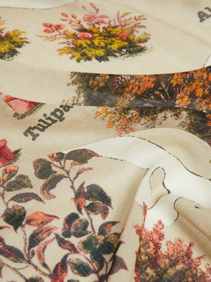 CAMICE Oversized scarf in printed silk and wool - ANTIQUE ROSE 3