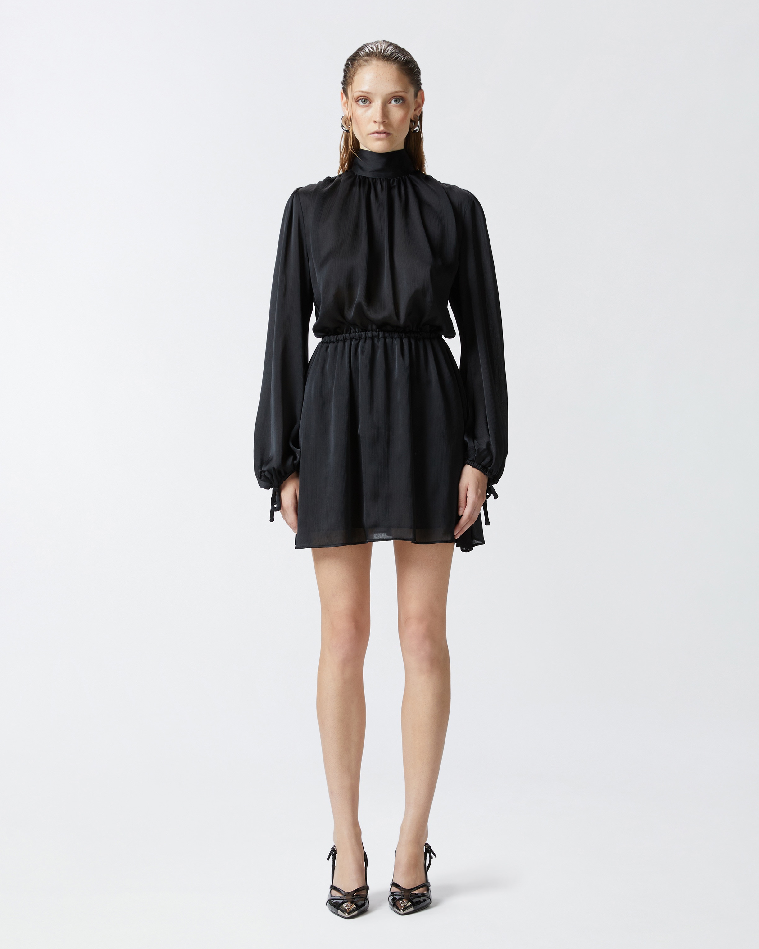 CRINKLE FABRIC MINI DRESS WITH OPEN BACK - 3