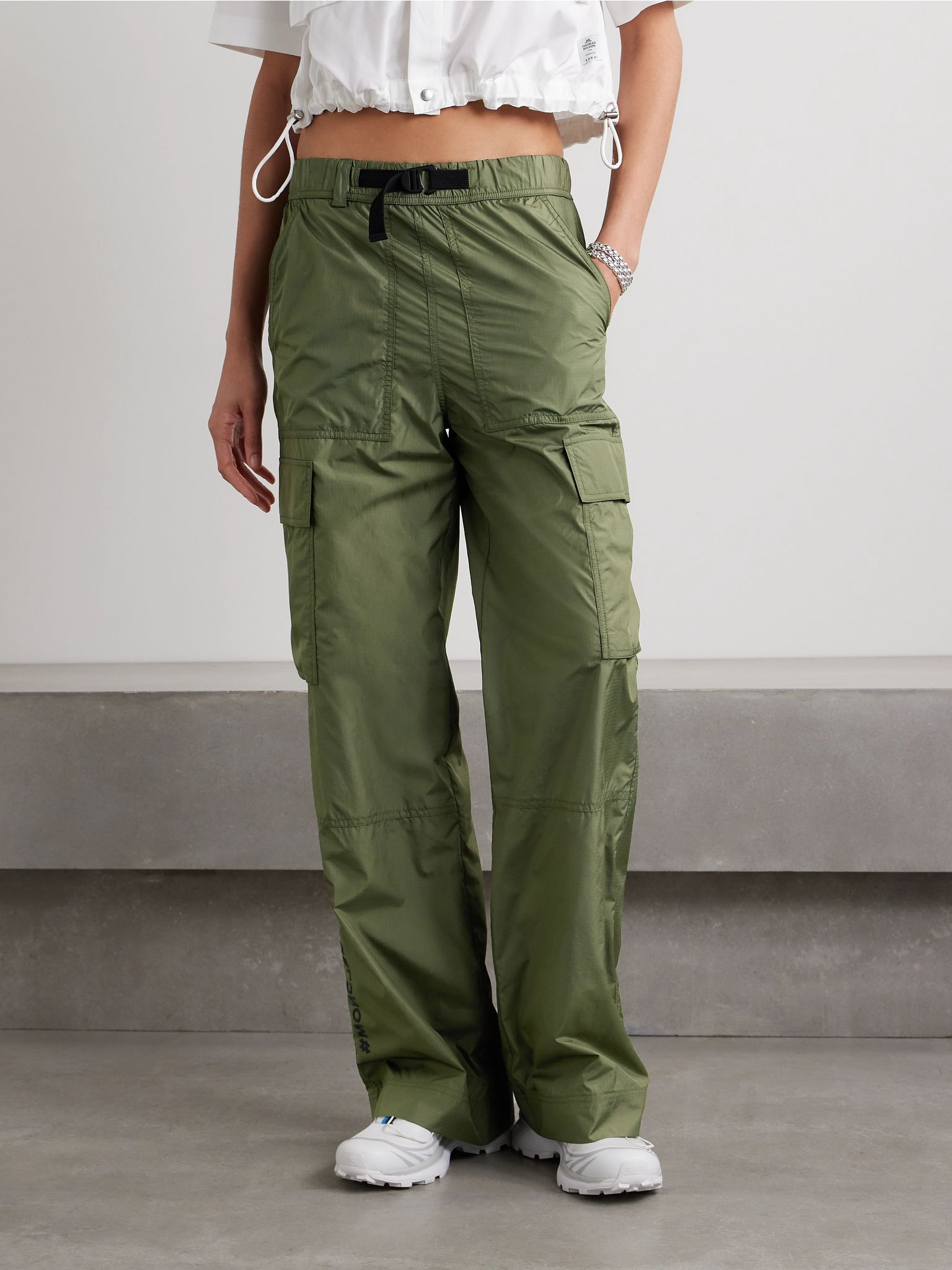 Belted ripstop cargo pants Green - 3