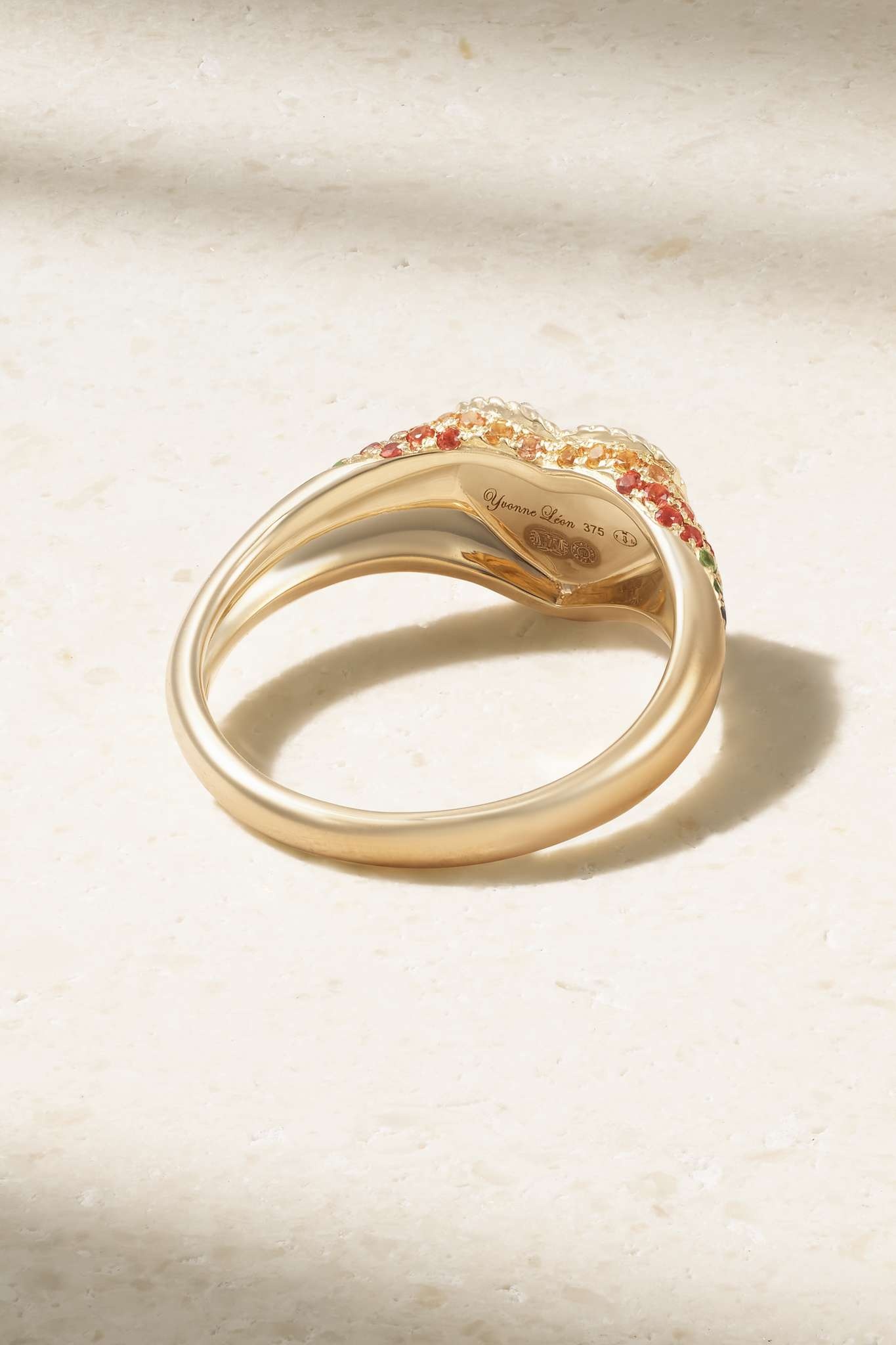 Baby Chevaliere 9-karat gold, sapphire and tsavorite ring - 3