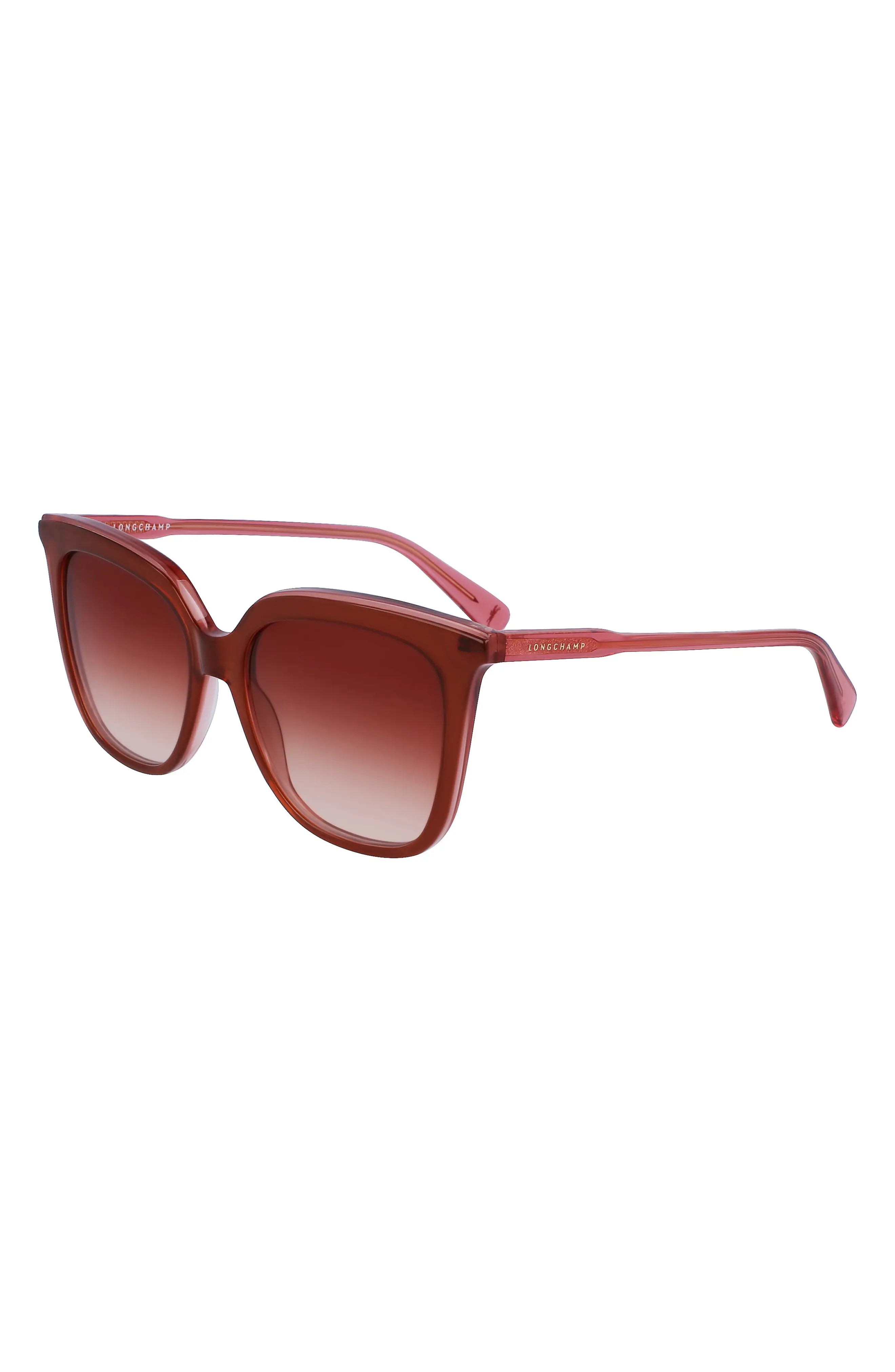 53mm Rectangular Sunglasses in Brown/Rose - 2