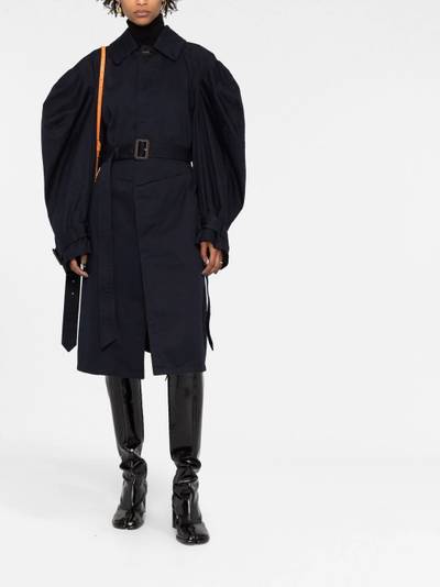 BALENCIAGA Twisted puff-sleeves cotton trench coat outlook